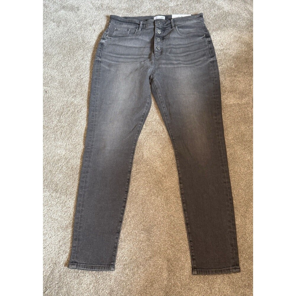 LOFT Jeans Women's Size 12 31 High Waist Skinny Jeans Button Fly Gray NWT